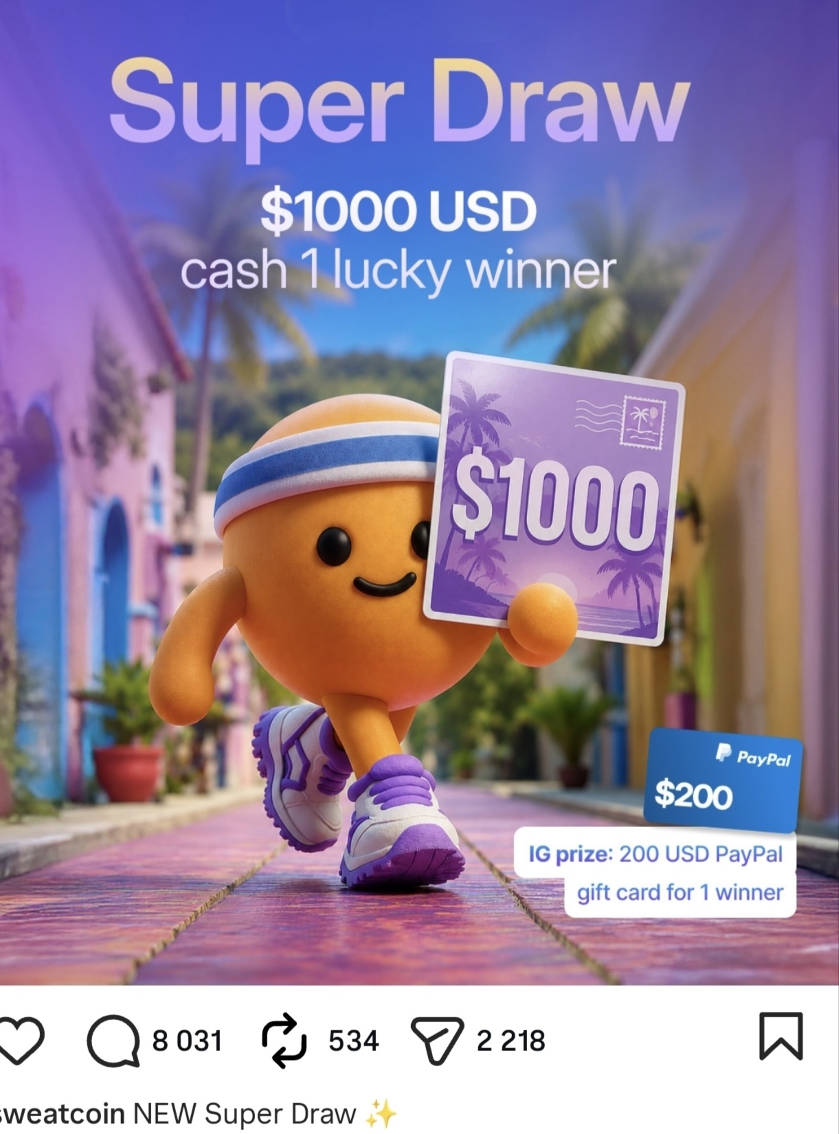 Télécharge Sweatcoin et tente de gagner jusqu’à 1 000 $ ! 🎁💰
